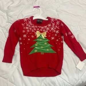 NEW Well Worn Red Sweater with Christmas Tree Design size 3T